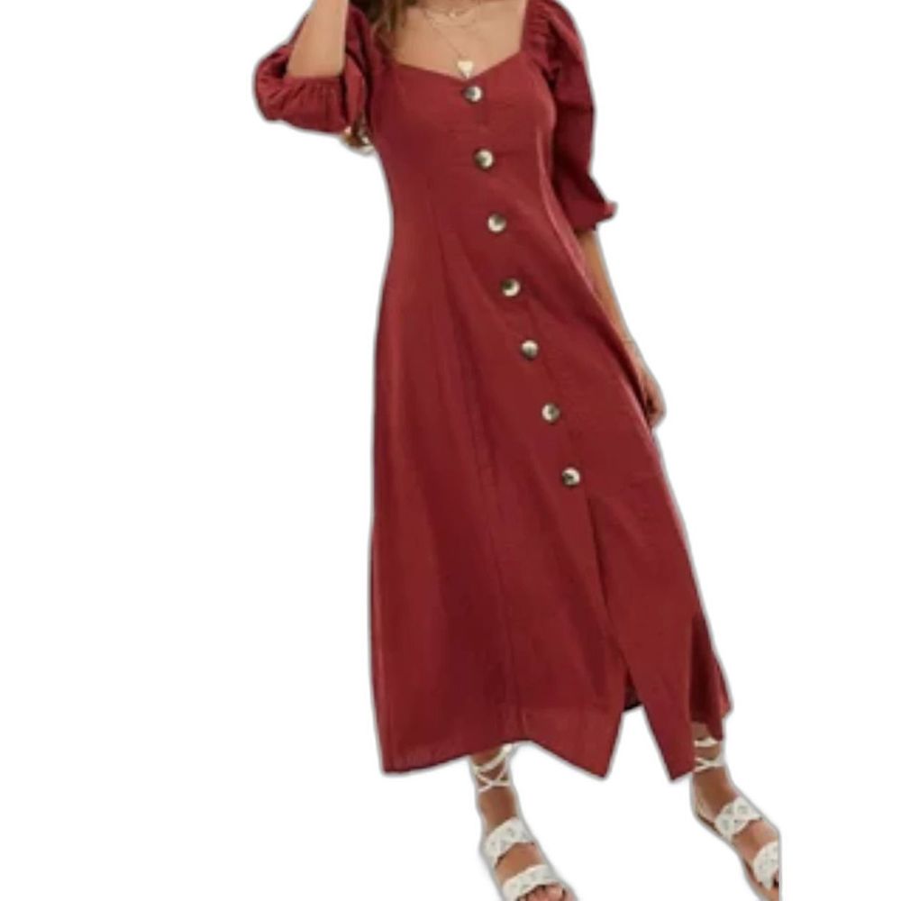 NWT ASOS DESIGN Button Through Maxi Dress in Seersucker 12